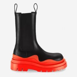 Leather Tire Boot High Orange
